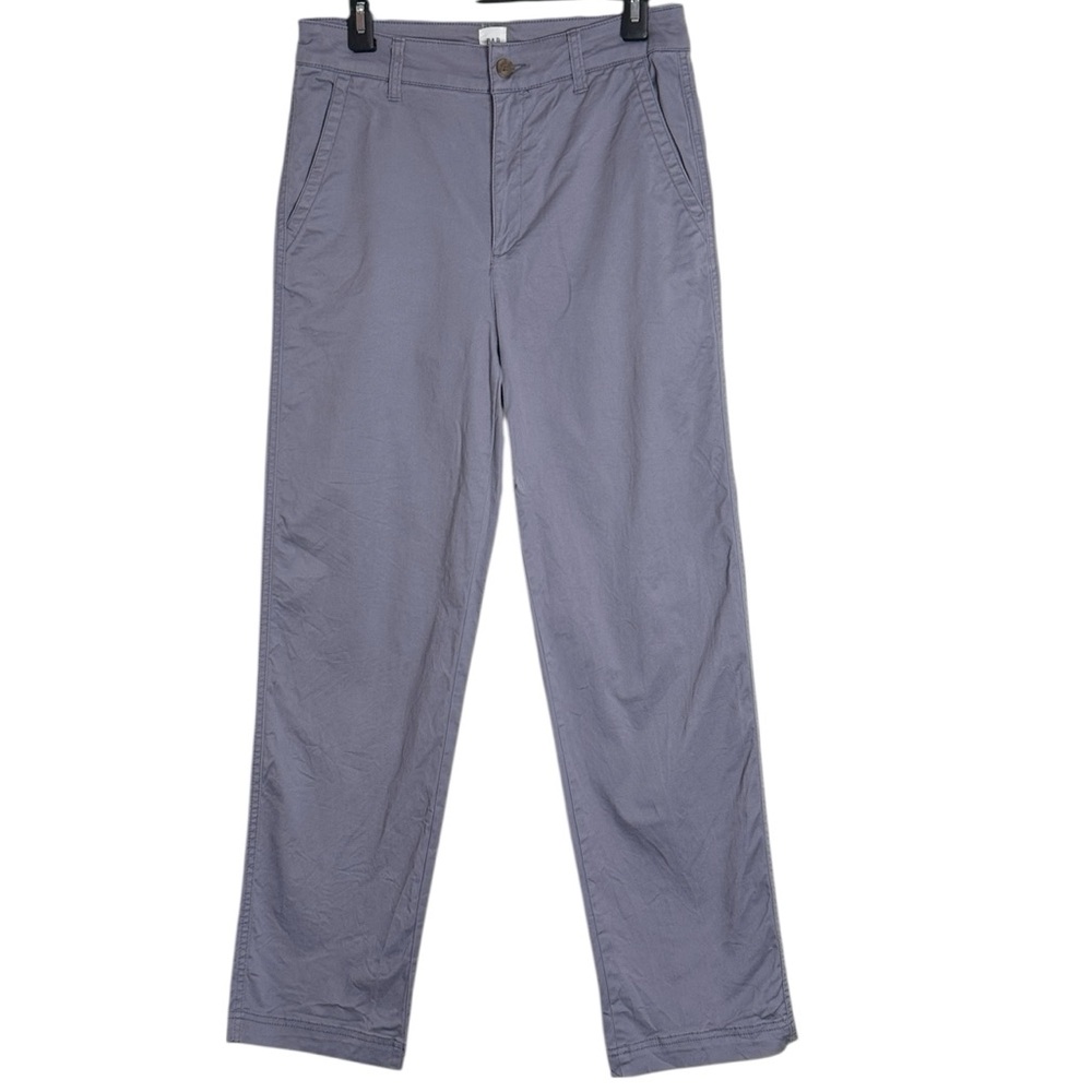 Gap Girlfriend Chino Khaki Stretch Mid Rise Grey Purple Pants size 8 Tall